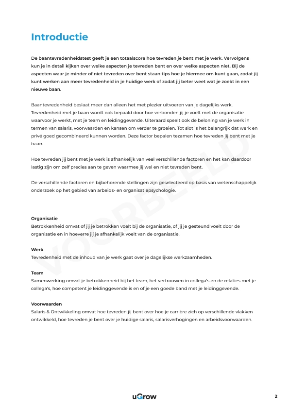 ugrow - baantevredenheidstest